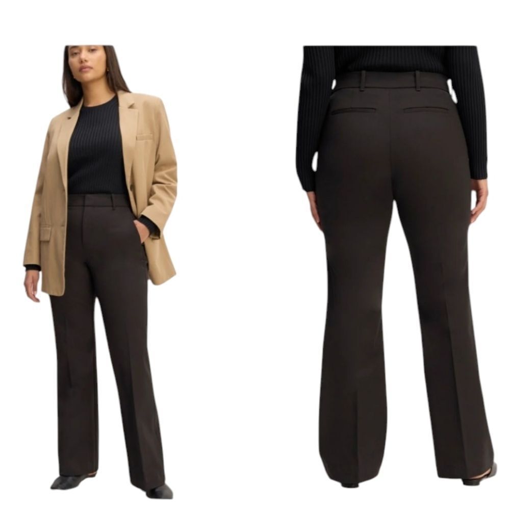 NWT Everlane The Bi-Stretch Flare Pant Black Cotton Size 4